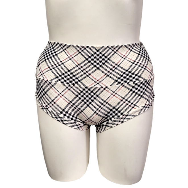 High Waisted Booty Short in White Plaid