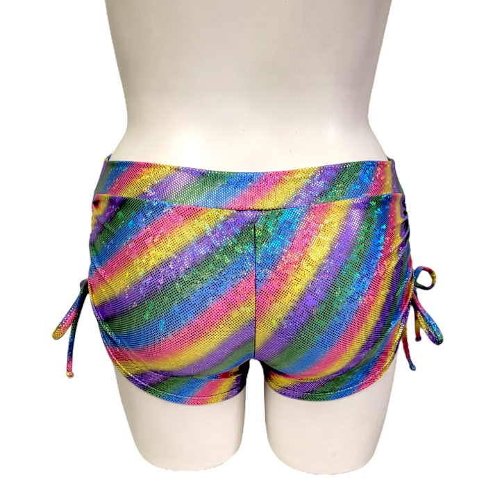 Side Tie/Scrunch Short in Shimmer Rainbow