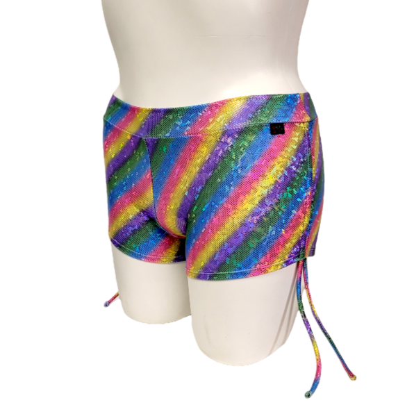 Side Tie/Scrunch Short in Shimmer Rainbow