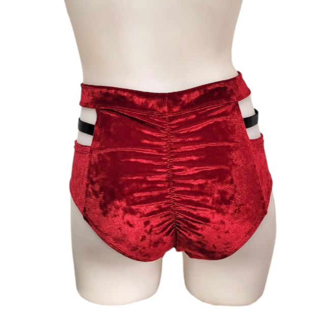 Monroe Short in Crimson Crushed Velvet