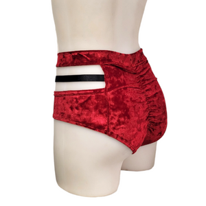 Monroe Short in Crimson Crushed Velvet