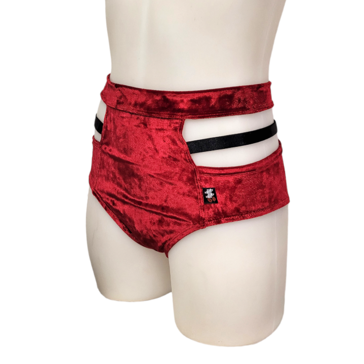 Monroe Short in Crimson Crushed Velvet
