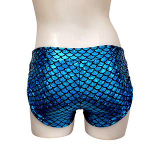 Side Tie/Scrunch Short in Blue Mermaid