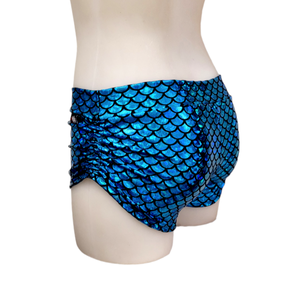 Side Tie/Scrunch Short in Blue Mermaid