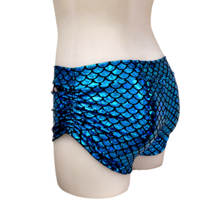 Side Tie/Scrunch Short in Blue Mermaid