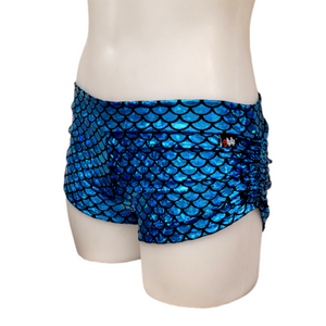 Side Tie/Scrunch Short in Blue Mermaid