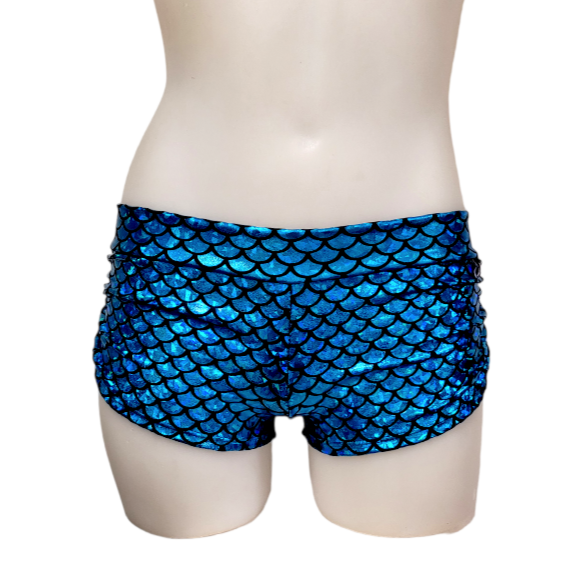 Side Tie/Scrunch Short in Blue Mermaid