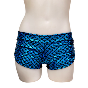Side Tie/Scrunch Short in Blue Mermaid