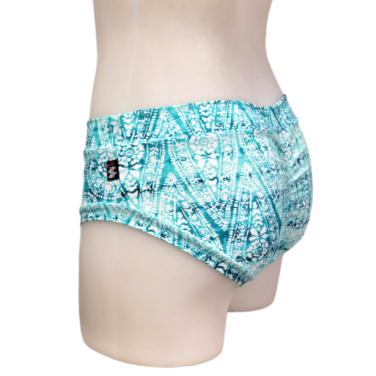 Classic Booty Short in Aqua Paisley