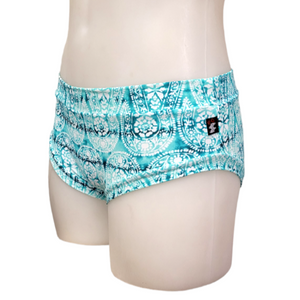 Classic Booty Short in Aqua Paisley