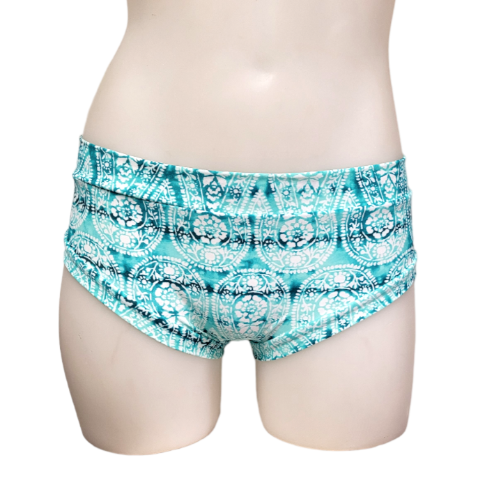 Classic Booty Short in Aqua Paisley