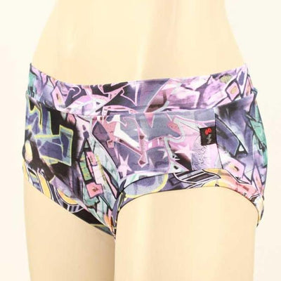 Booty Short/Pole Dance Short/Rave Short- Pink Graffiti - HeyHey & Co