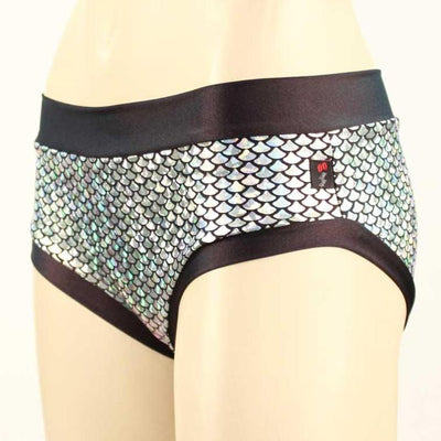 HeyHey and Co Silver Mermaid Booty Short with Black Bands
