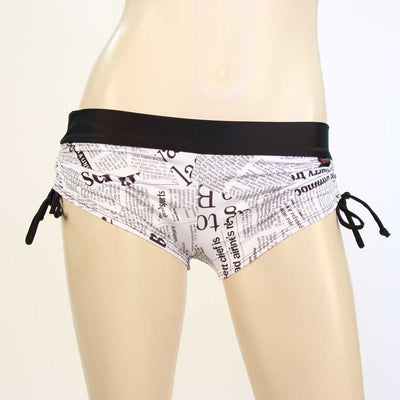 HeyHey and Co Newsprint Side Tie Short with Black Bands