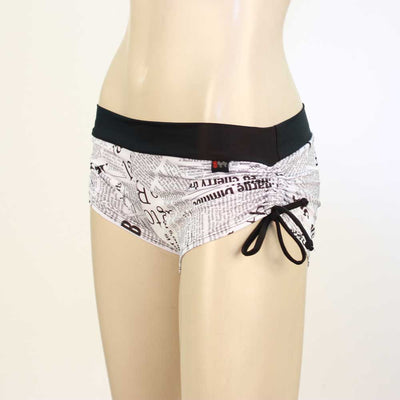 HeyHey and Co Newsprint Side Tie Short with Black Bands